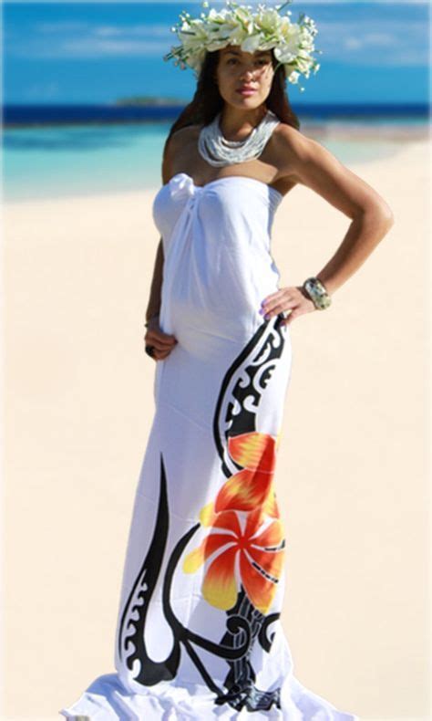 White Pāreu Wraparound Skirt Beautiful Hawaiian Fashion