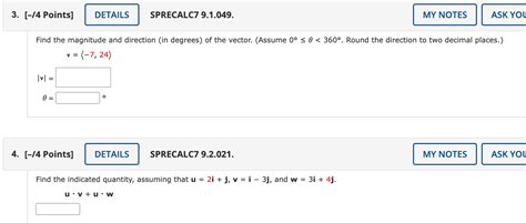 Solved 4 Points SPRECALC7 9 1 049 Find The Magnitu