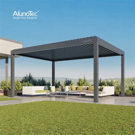 Alunotec Outdoor Motorised Shade Pavilion Automatic Gazebo Bioclimatic