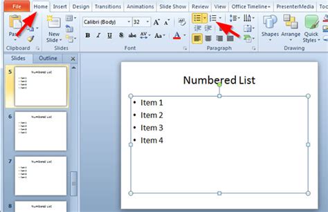 Нумерация в презентации powerpoint