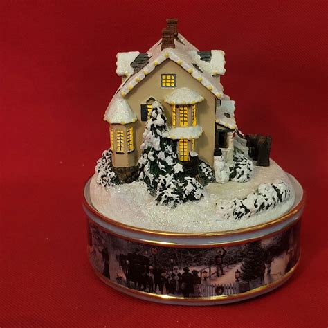 Thomas Kinkade Illuminated Music Box White Christmas 2002 Etsy