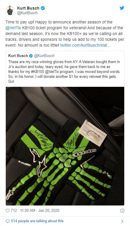 Kurt Busch To Again Give Away Tickets To Veterans For All Cup Races