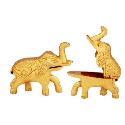 CRAFTAM Oxidised Metal Elephant Shape Sindoor Kumkum Holder 2 Pcs