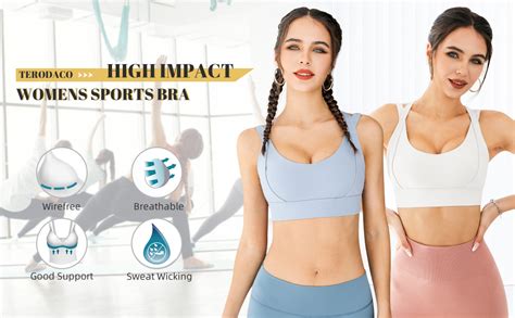 TERODACO Sports Bra Women High Impact Removable Padded Gym Crop Top Bra