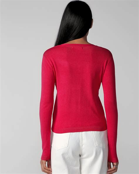 Riachuelo Cardigan Feminino Decote V Tricot Rosa Pool Basics By