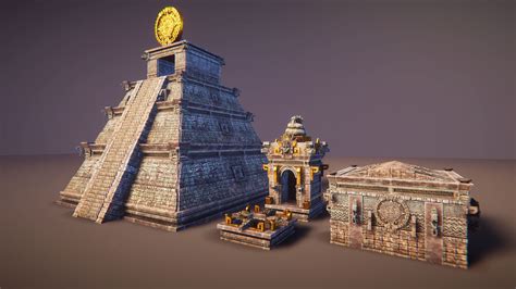 D Model Aztec Temple Vr Ar Low Poly Cgtrader