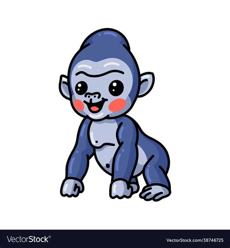 Cute Baby Gorilla Cartoon Posing Royalty Free Vector Image