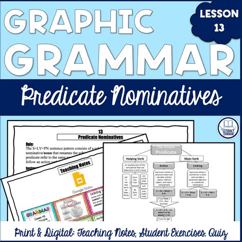 Predicate Nominatives Graphic Grammar Lesson 13 Print And Digital