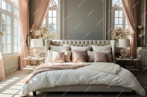 Premium Photo | Soft color palette graces an elegant classic bedroom ...