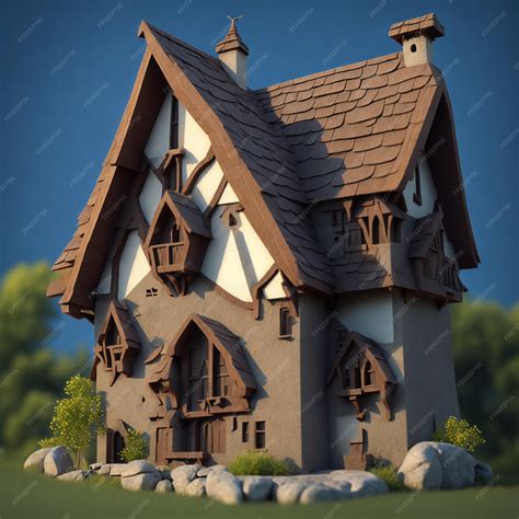 Premium Photo Fantasy House 3d Model For Games Ai