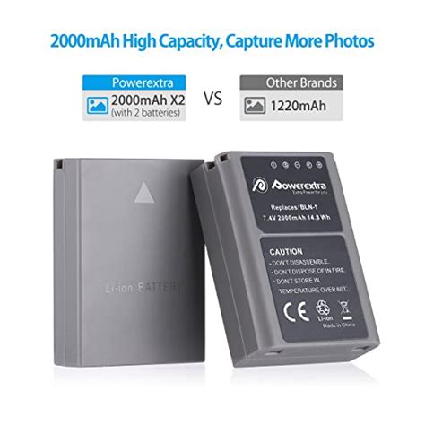 Powerextra 2 Pack Battery And Charger For Olympus Bln 1 Bcn 1 And Olympus Om D E M1 Olympus