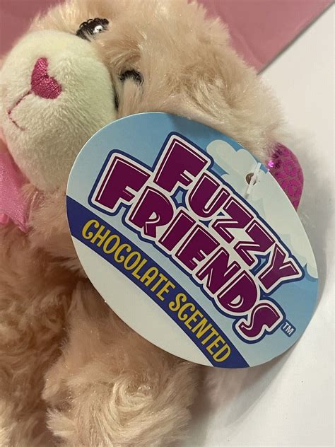 Fuzzy Friends Plush Bunny Bear Scented Beige Pink Sequin Ears 6” New