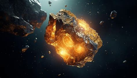 Premium Photo | Asteroid made of pure gold in space realistic