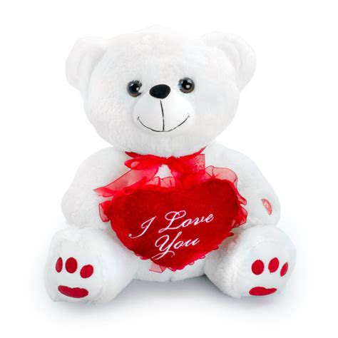 Cute White Teddy Bears With Hearts