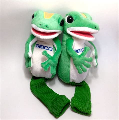 2 Geico Gecko Insurance Advertising Plush Stuffed Golf Club Head Driver