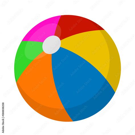 Beach Ball Flat Vector Illustration Logo Icon Clipart Stock Vector