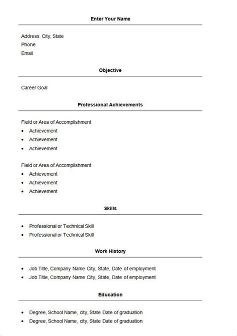 Basic Resume Template 51 Free Samples Examples Format Download