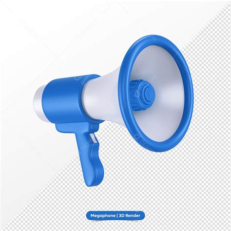 Megafone Azul e Branco Elemento 3D para Composição PSD download Designi