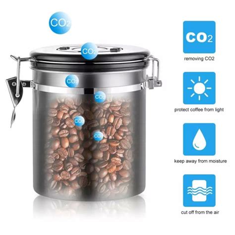 Abuden Coffee Bean Canister 304 Stainless Steel Airtight Coffee