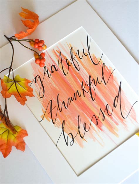 Grateful Thankful Blessed Watercolor Calligraphy Quote | Etsy ...