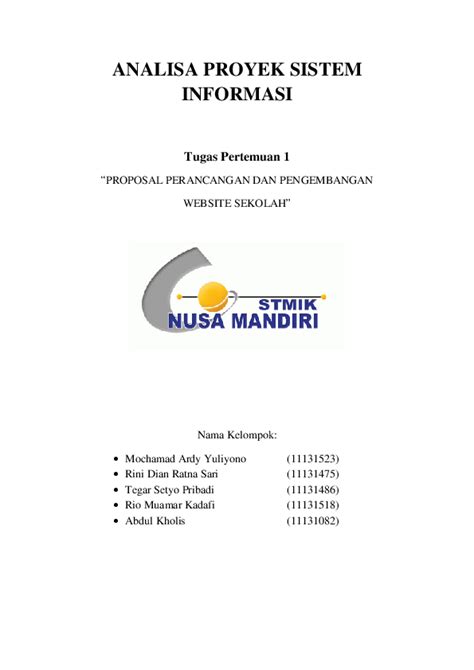 Contoh Proposal Proyek Sistem Informasi Berbasis Web Pdf To Word Imagesee