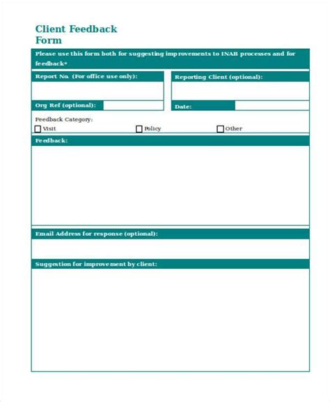 Free 8 Sample Client Feedback Forms In Pdf Ms Word Excel