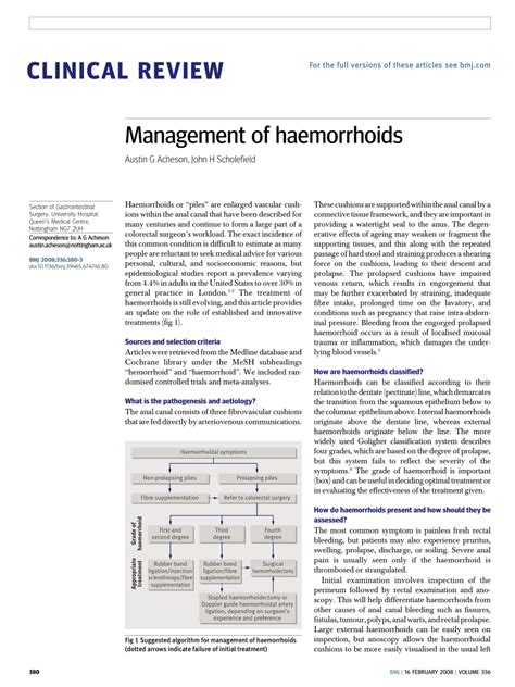 Pdf Management Of Hemorrhoids