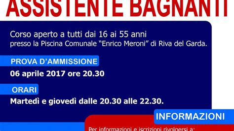 Formazione Il 6 Aprile Il Via Al Corso Per Assistenti Bagnanti Dal 9