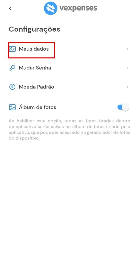 Como Alterar Meus Dados Cadastrais Central De Ajuda Vexpenses