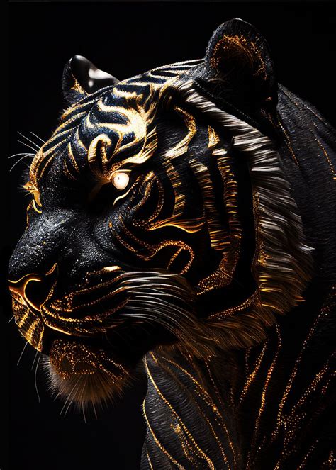 Black Tiger Gold Livery Poster Picture Metal Print Paint By Muh