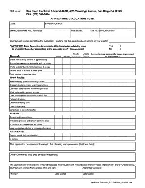 Apprentice Evaluation Form Fill Online Printable Fillable Blank