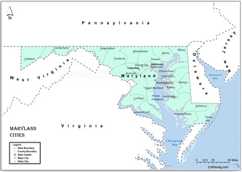 Map of Maryland Cities and towns - List of Cities in Maryland by ...