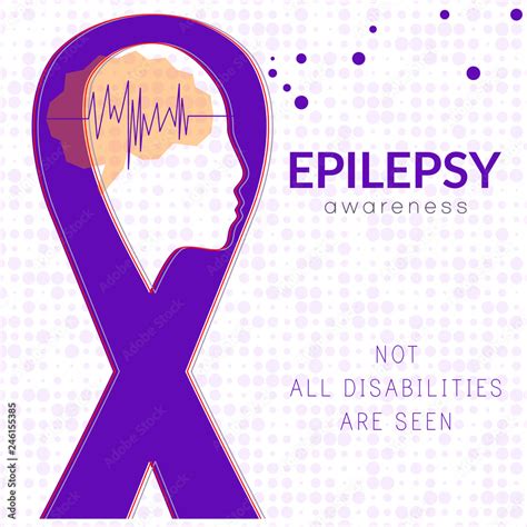 World epilepsy day. Purple ribbon. Epilepsy solidarity symbol. Vector illustration. Banner with ...