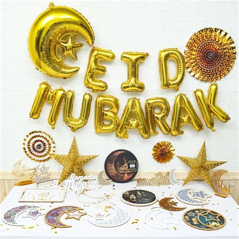 Eid Mubarak Ramadan Decoration Wooden Star Moon Wall Pendent Craft