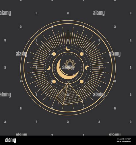 Símbolo oculto tarot esotérico y pentagrama mágico vector sol luna y