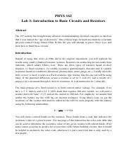 Lab 3 Breadboard And Ohms Law Pdf PHYS 162 Lab 3 Introduction To