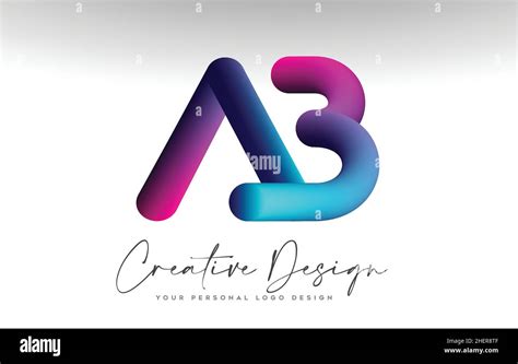 Logotipo De Letra Ab Con Imagen De Degradado 3d Azul Morado Y Vector De