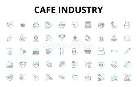 Cafe Industry Linear Icons Set Coffee Espresso Latte Cappuccino