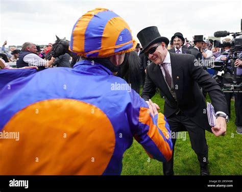 Trainer Aidan Obrien And Ryan Moore Left Celebrates Winning The