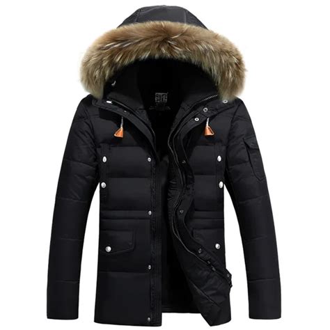 Nouvelle Tendance Blanc Duvet De Canard Veste Parka Homme Fourrure