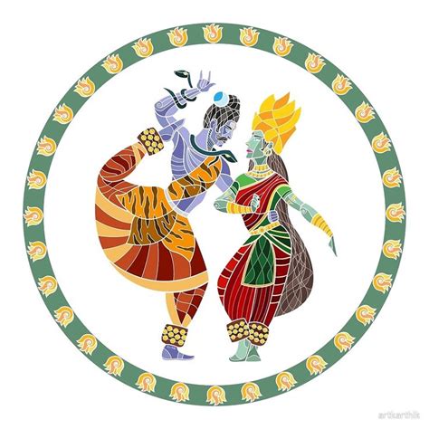 Two People Dancing In Front Of A Yellow And Green Circle With Floral