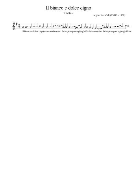 Il Bianco E Dolce Cigno Sheet Music For Piano Solo