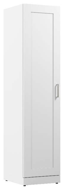 Hampton Heights Tall Narrow Storage Cabinet With Door In White Engineered Wood Transitional