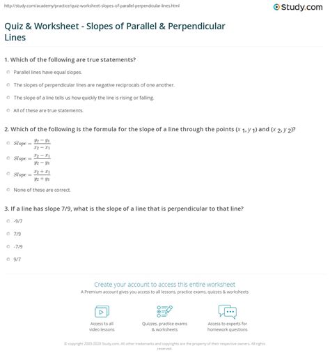 10 Slopes Of Parallel And Perpendicular Lines Worksheet Worksheets Decoomo