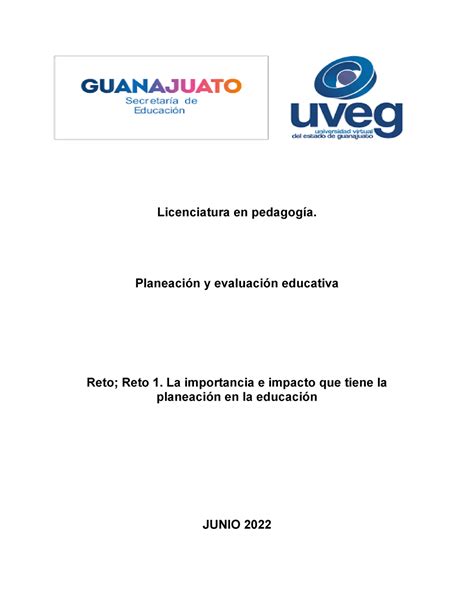 R1 U1 La importancia e impacto que tiene la planeación en la educación