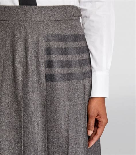 Womens Thom Browne Grey Bar Pleated Midi Skirt Harrods Uk