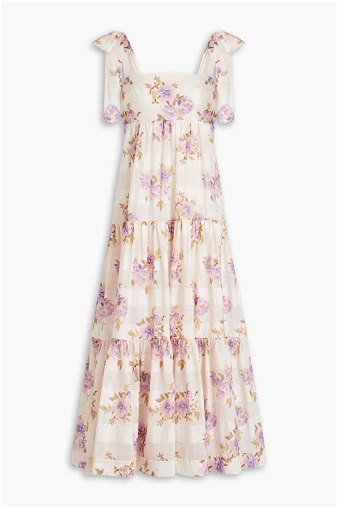 Zimmermann Gathered Floral Print Cotton And Silk Blend Midi Dress The