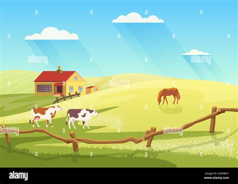 Field of flowers and cows Stock Vector Images - Alamy