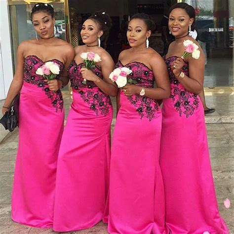 Pink Bridesmaid Dresses Sexy Pink Sleeveless Mermaid Satin Pleated