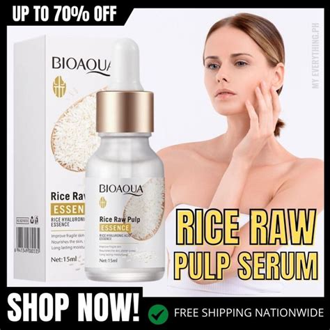 NEW Bioaqua Rice Raw Pulp Serum 15ml Rice Hyaluronic Acid Essence